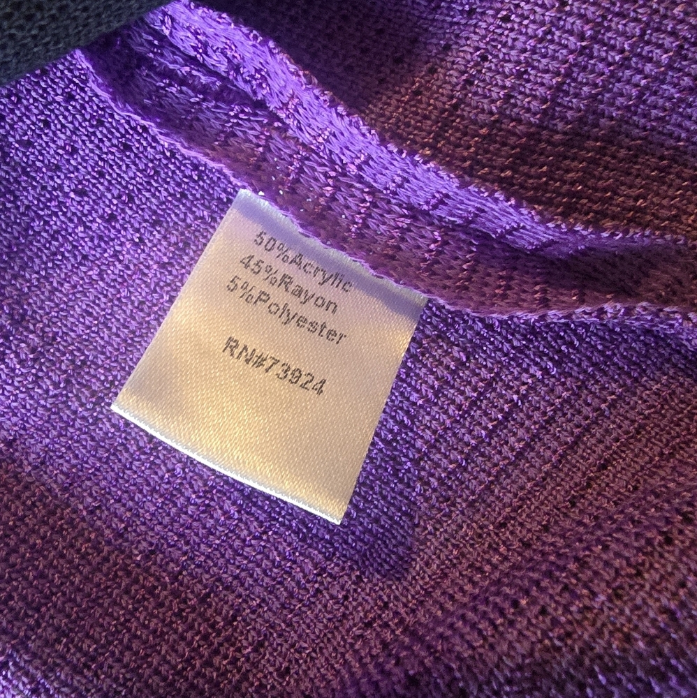 Ming Wang Heritage Purple Black Knit Cardigan Blazer Size Small - Picture 5 of 9